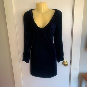 Navy blue velvet mini dress